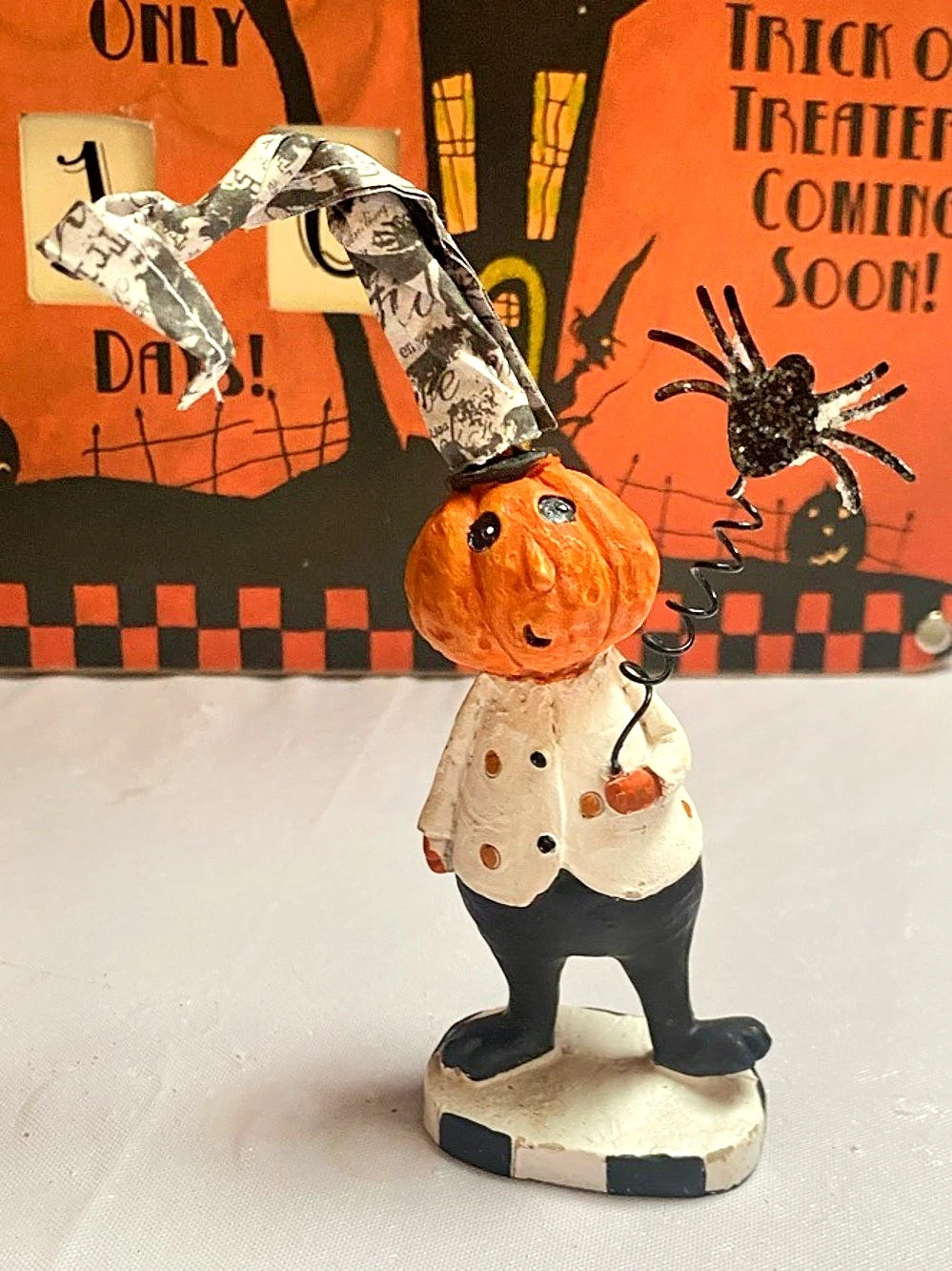 Halloween Jack O Lantern Pumpkin Figurine Decor Orange & Black